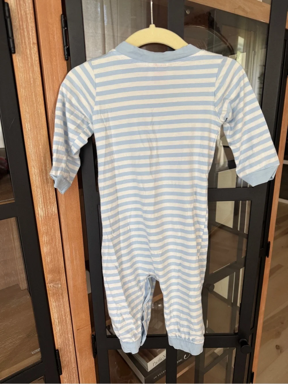 Cecil & Lou dog coverall romper lab puppy chocolate striped baby boy applique
